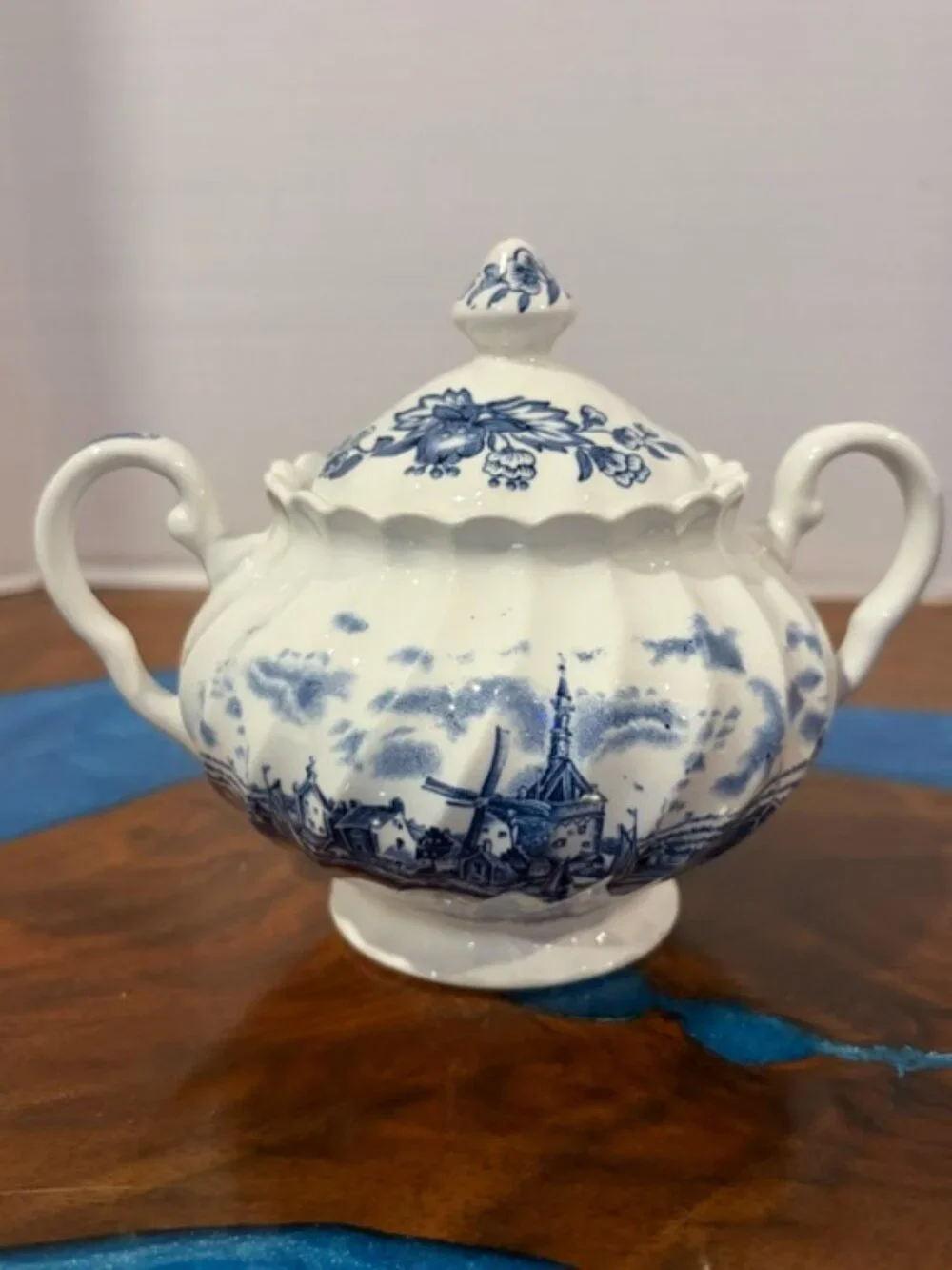 Johnson Brothers Tulip Time Windmill Creamer and Sugar Bowl